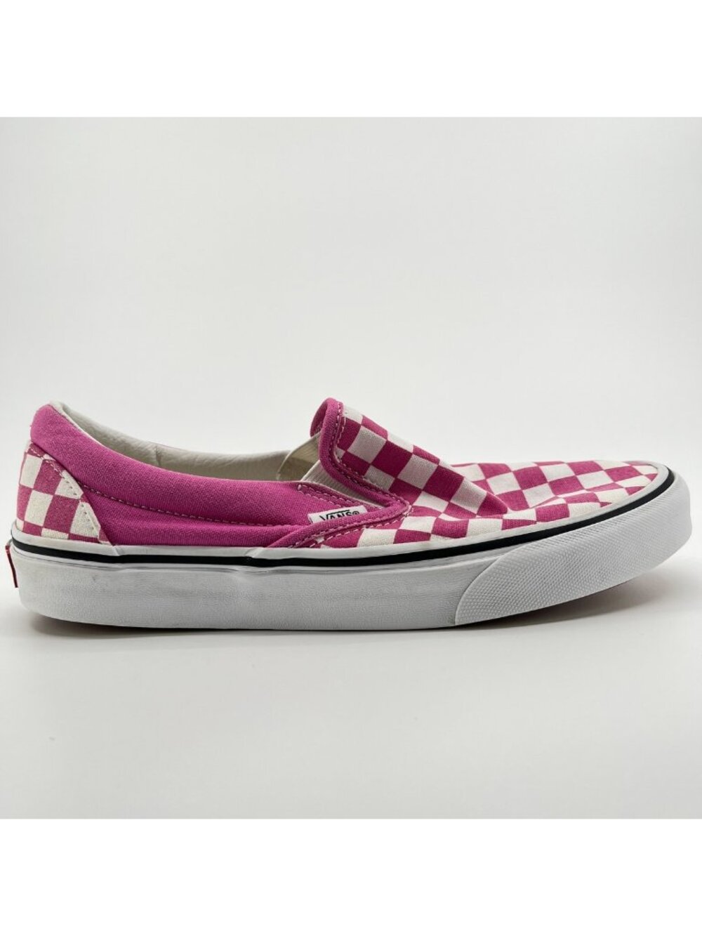 Vans Classic Slip-On Womens Size 8.5 Mens 7 Pink White Athletic Shoes Sneakers